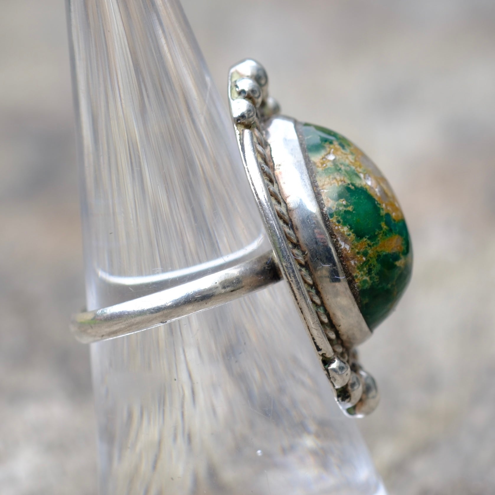 Vintage Sterling Turquoise Roper Ring 6.5