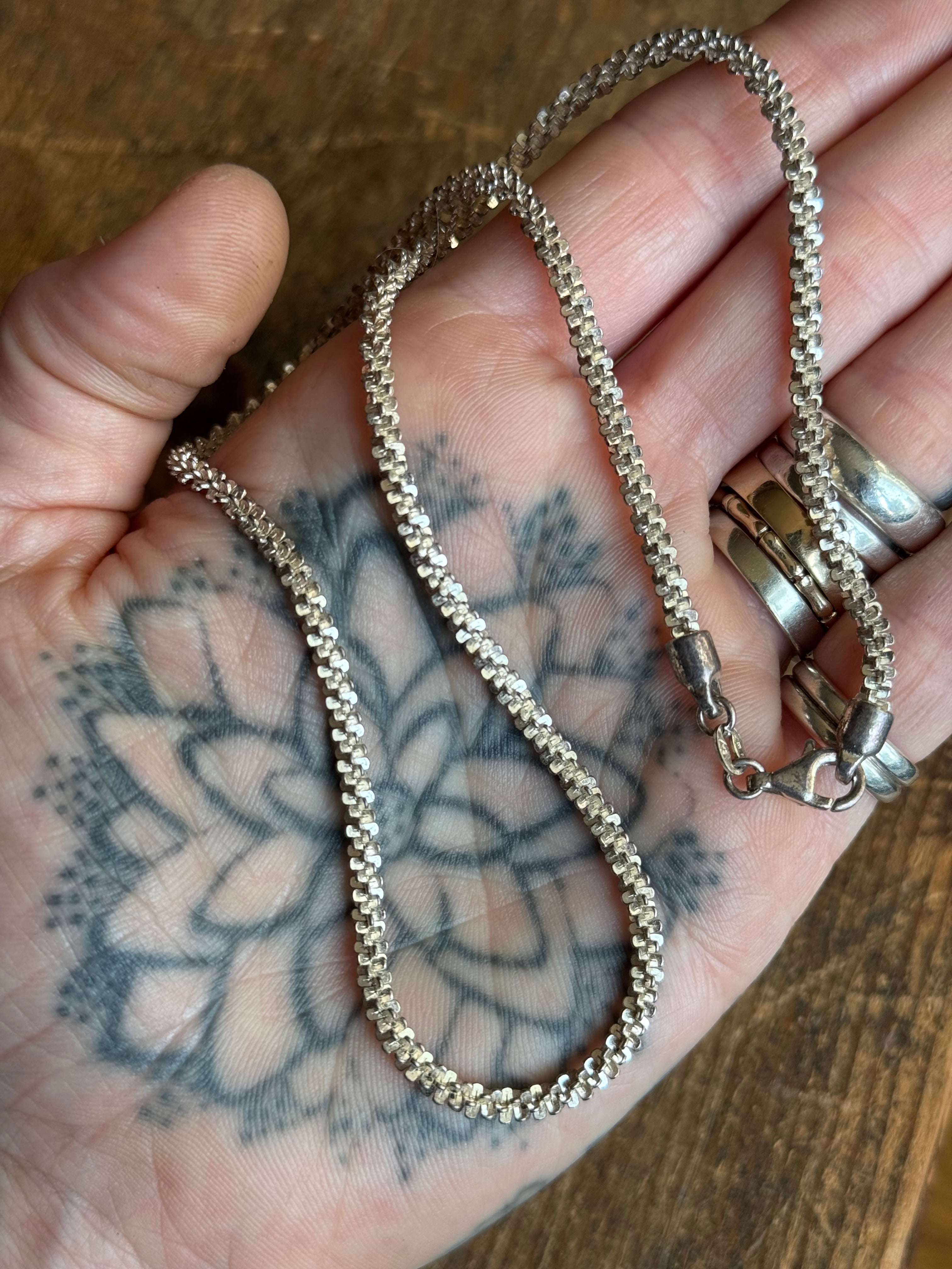 Vintage Sterling Silver 18” Sparkle Popcorn Chain
