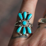 Vintage Sterling Turquoise Cluster Ring 5