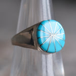 Vintage Sterling Turquoise Inlay Pinwheel Ring 6