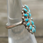 Vintage Sterling Turquoise Cluster Ring6.5