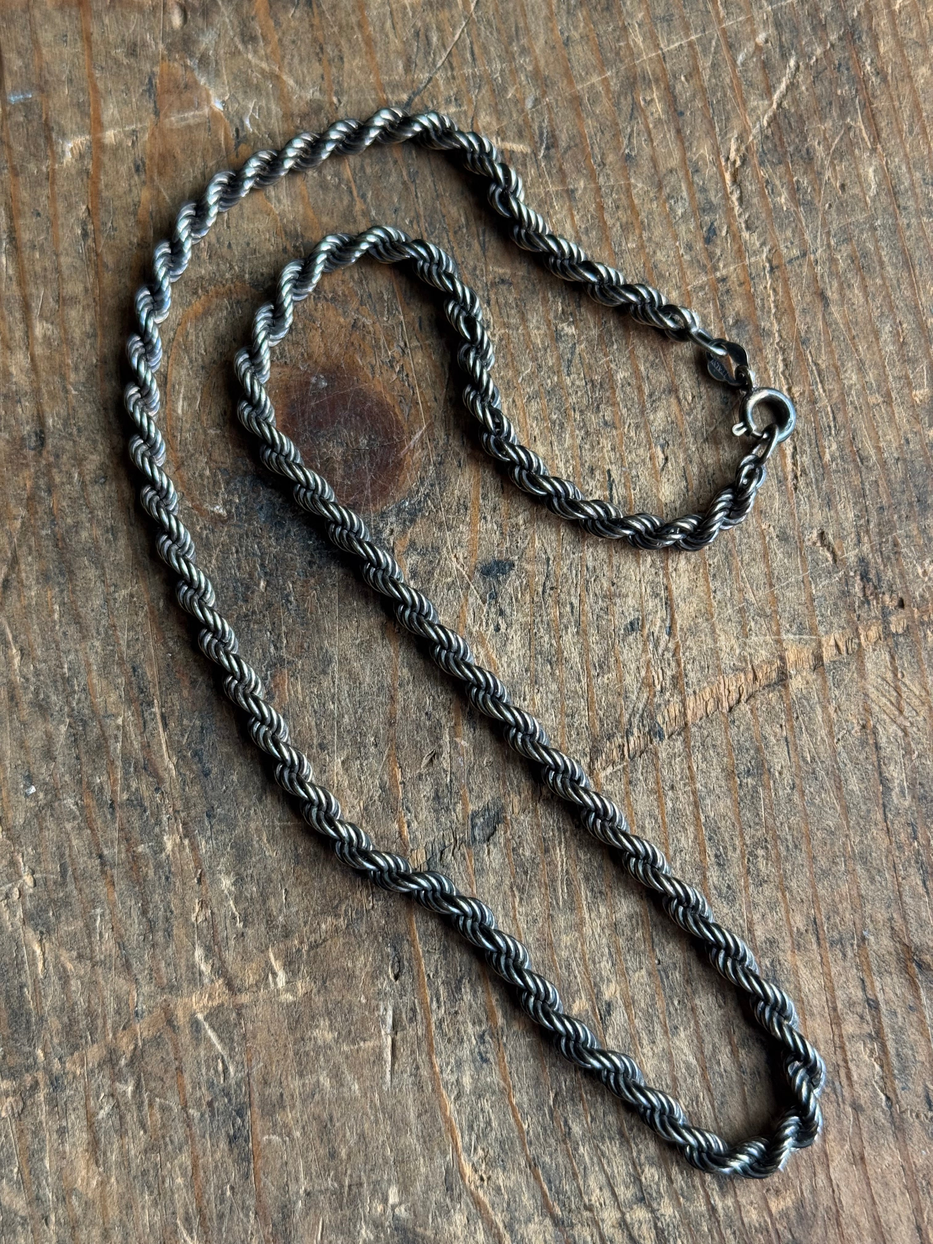 Vintage Sterling Silver 15” Rope Chain