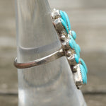 Vintage Sterling Turquoise Cluster Ring 6.75