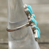 Vintage Sterling Turquoise Cluster Ring 6.75