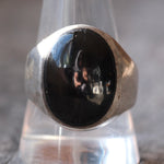 Vintage Sterling Onyx Cabochon Ring 11.5