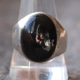 Vintage Sterling Onyx Cabochon Ring 11.5