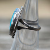 Vintage Sterling Turquoise Roper Ring 5