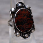 Vintage Sterling Petrified Wood Ring 6.5