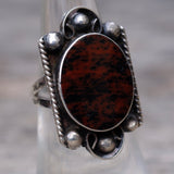 Vintage Sterling Petrified Wood Ring 6.5