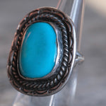 Vintage Sterling Turquoise Roper Ring 6.5