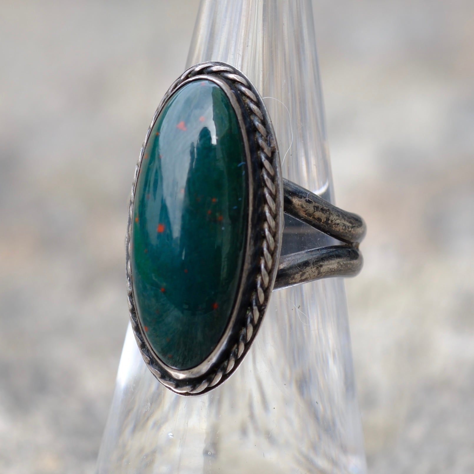 Vintage Sterling Bloodstone Ring 6
