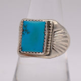 Vintage Sterling Turquoise Stamped Band Ring 8.25