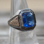 Vintage Sterling Blue Stone Signet Ring 8