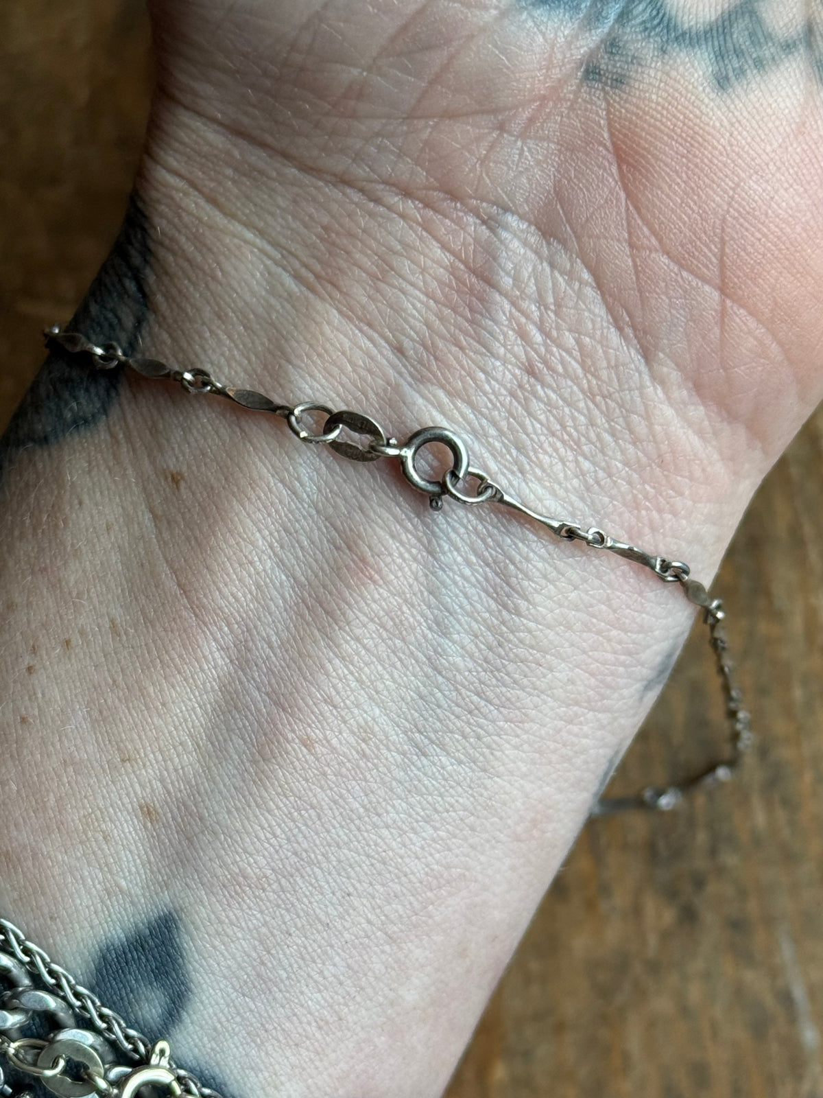 Vintage Sterling Silver Heart Charm Chain Bracelet