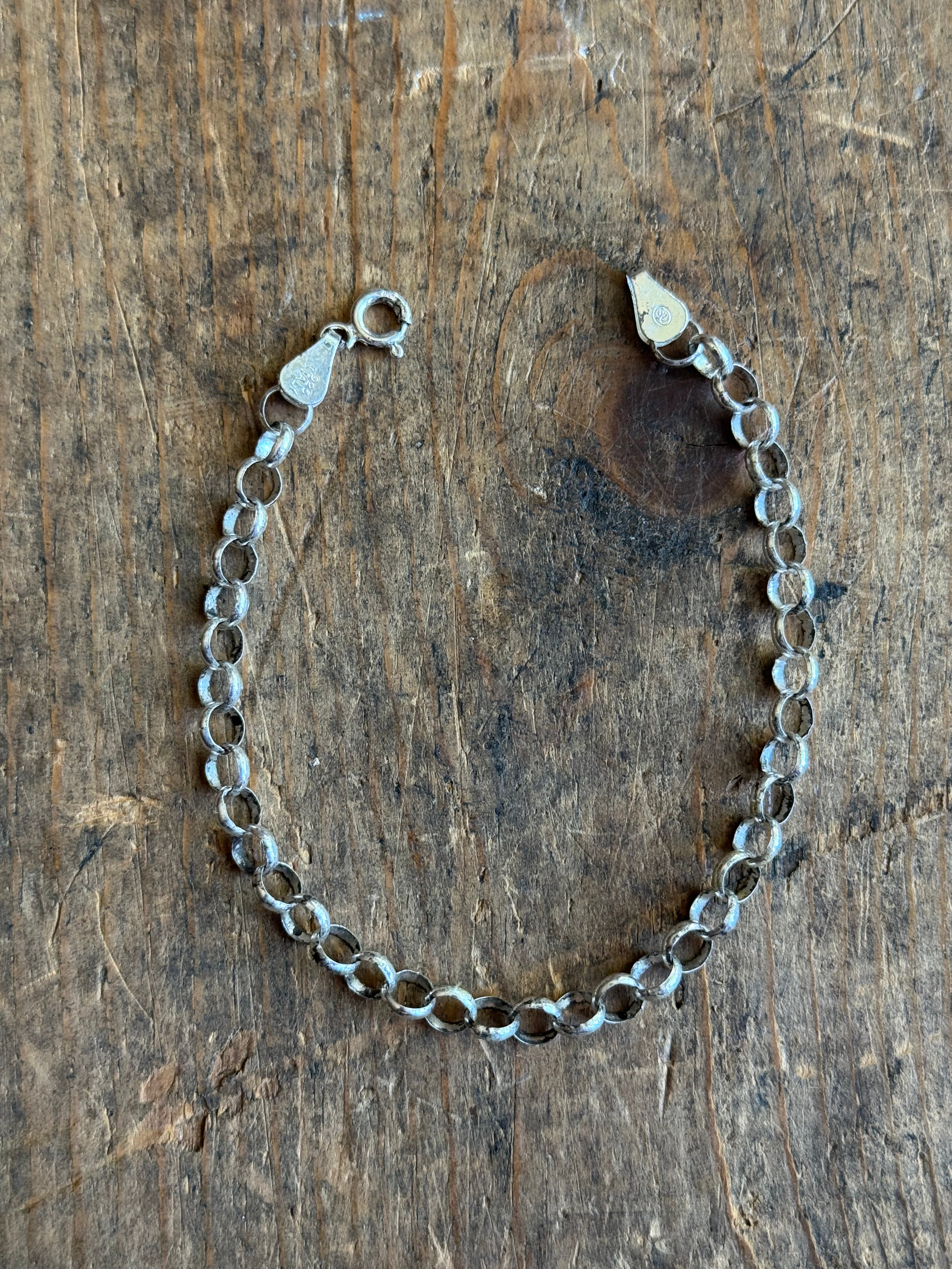 Vintage Sterling Silver Rolo Chain Bracelet 7"