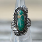 Vintage Sterling Turquoise Feather Ring 6.75