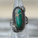 Vintage Sterling Turquoise Feather Ring 6.75