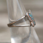 Vintage Sterling Turquoise and Coral Butterfly Ring 6.5