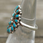 Vintage Sterling Turquoise Cluster Ring6.5