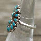 Vintage Sterling Turquoise Cluster Ring6.5