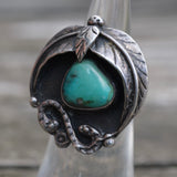 Vintage Sterling Turquoise Feather Ring 5.5