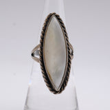 Vintage Sterling Mother Of Pearl Roper Ring 5.25