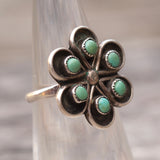 Vintage Sterling Turquoise Cluster Ring 4.5