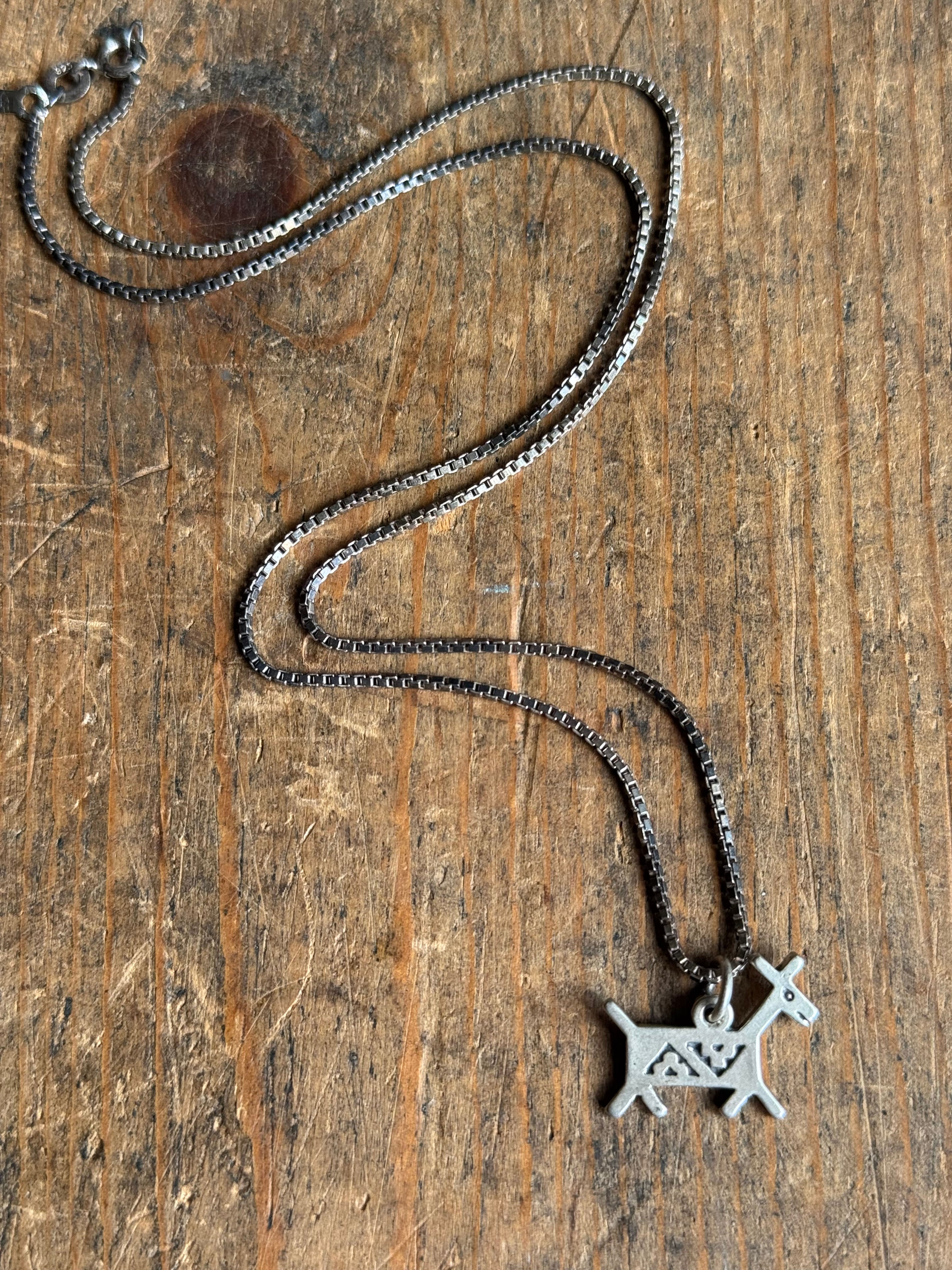 Vintage Sterling Silver Stamped Fetish Dog 18" Necklace
