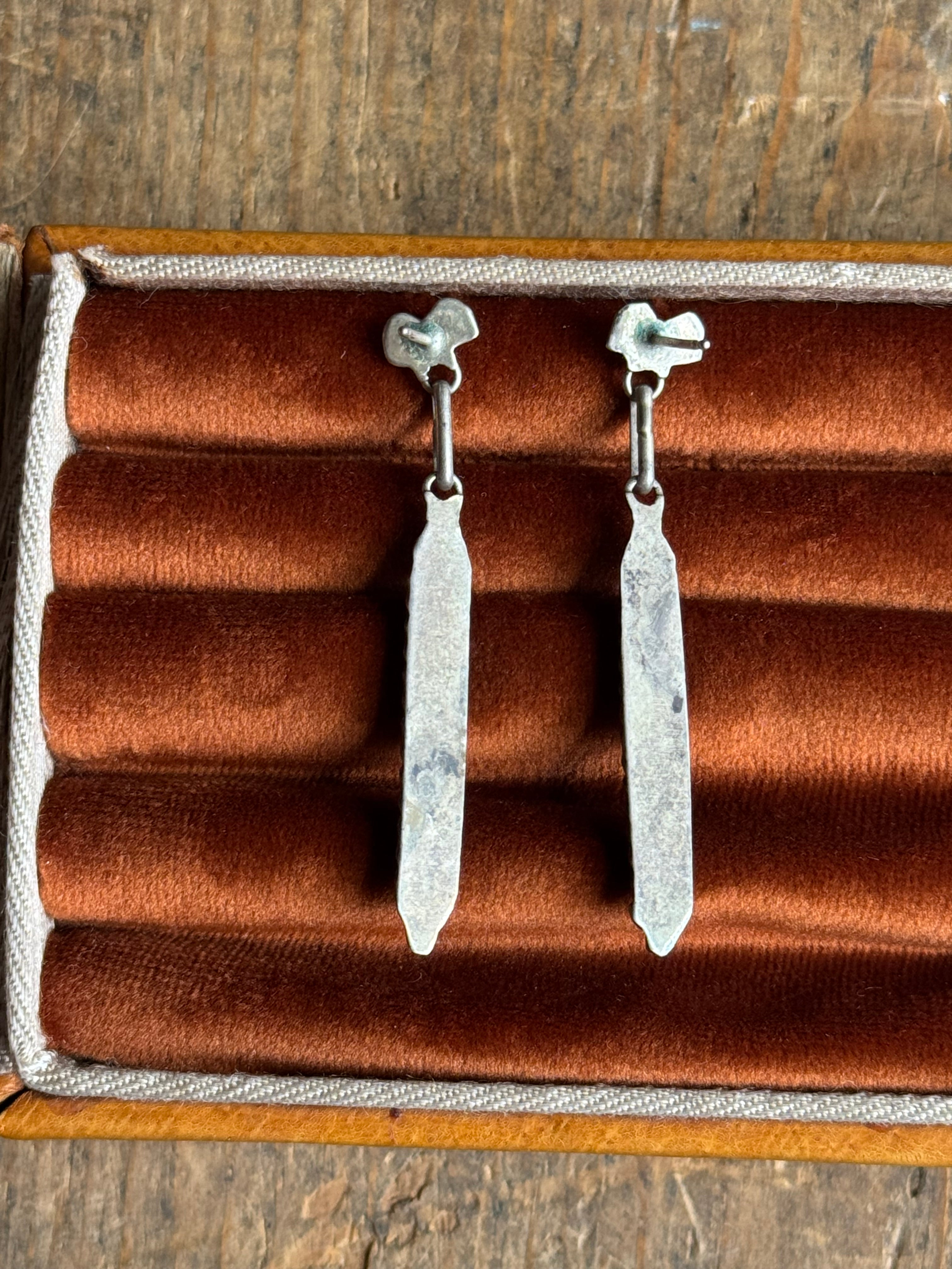 Vintage Sterling Silver Turquoise Petit Point Earrings