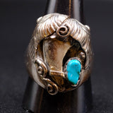 Vintage Sterling Turquoise Claw Ring 11