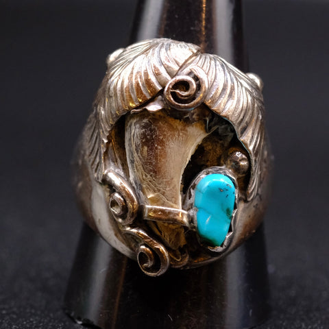Vintage Sterling Turquoise Claw Ring 11