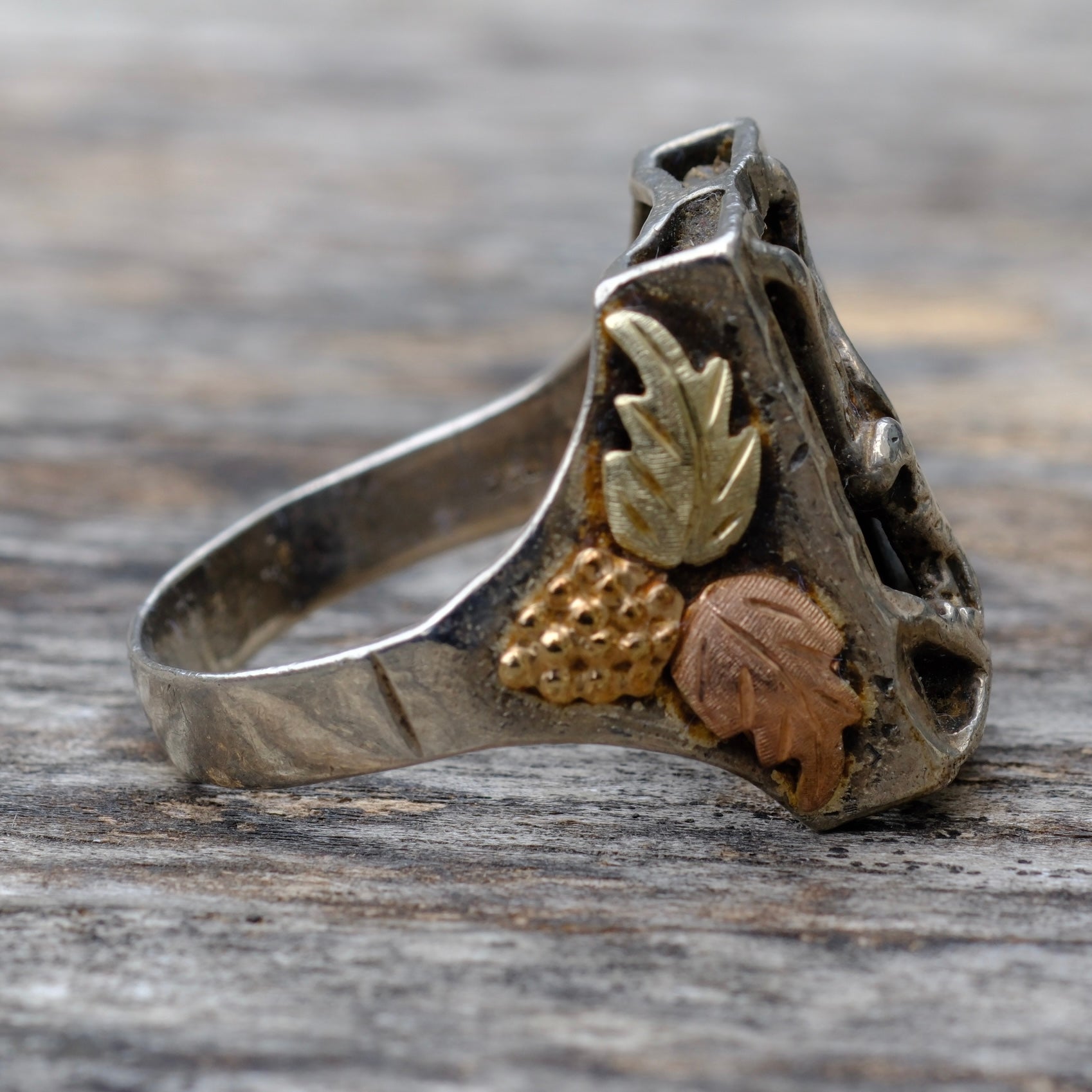 Vintage Sterling and Gold Eagle Ring 11.75