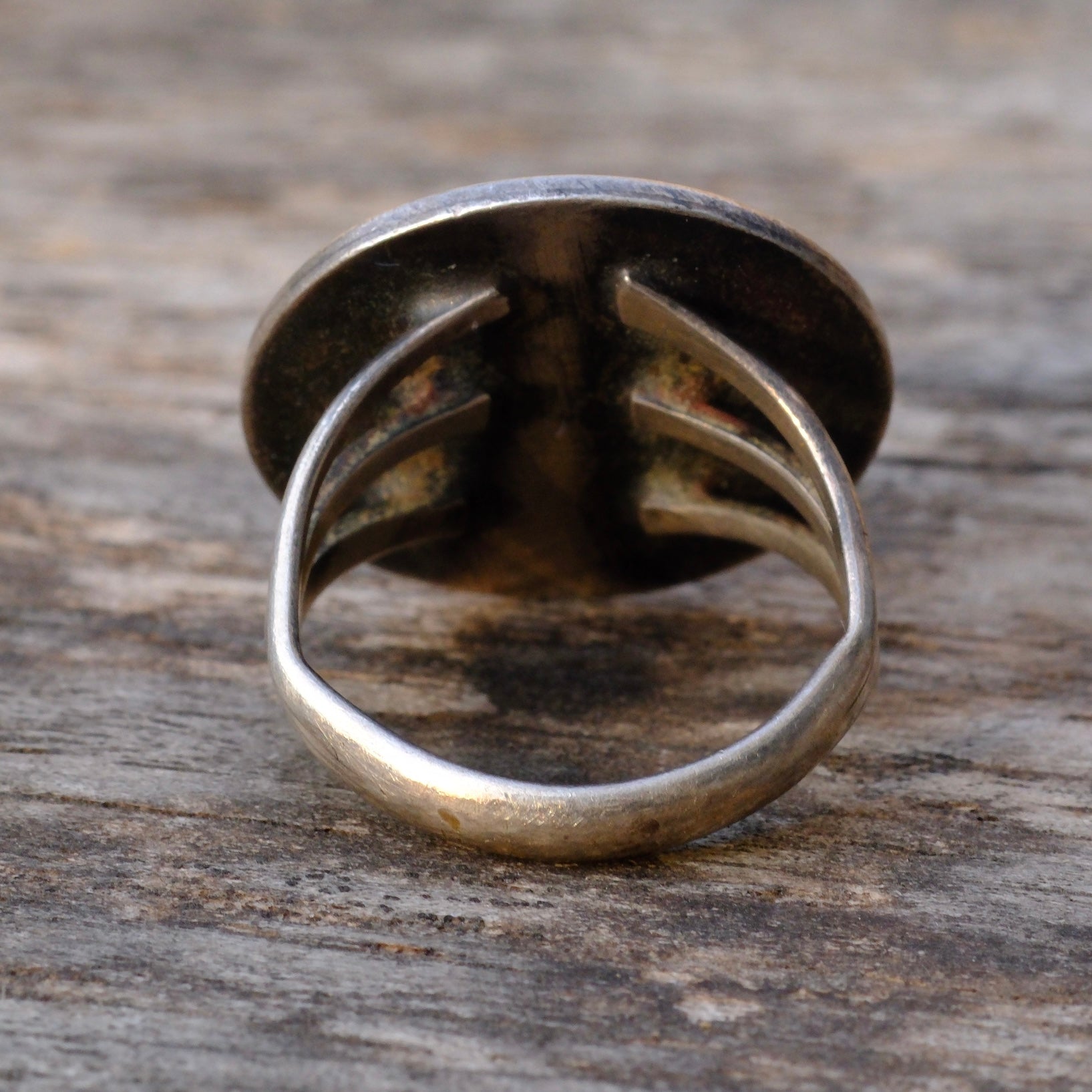 Vintage Sterling Turquoise Shadowbox Ring 5.75