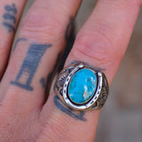 Vintage Sterling Turquoise Lucky Horseshoe Ring 9.5