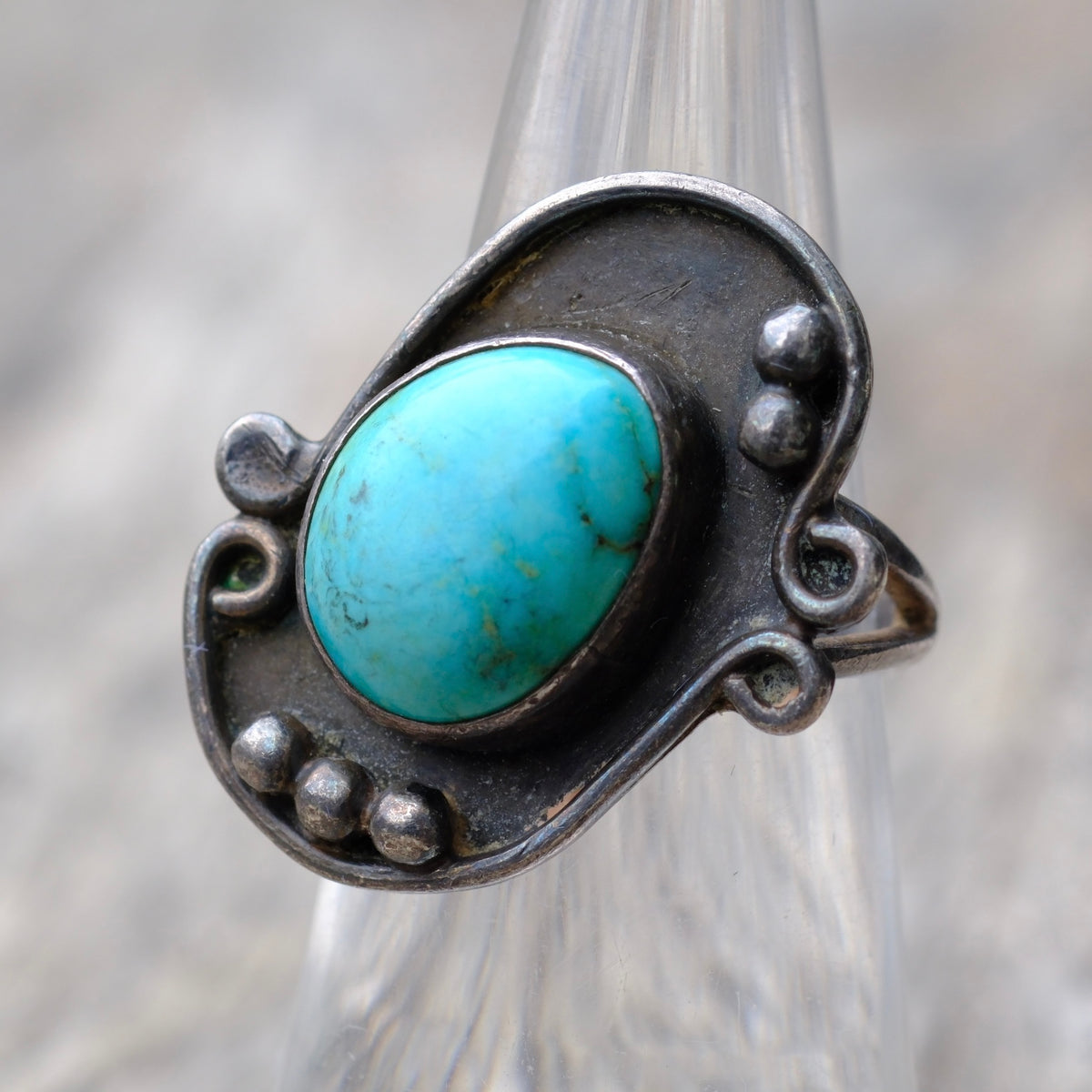 Vintage Sterling Turquoise Ring 5.75