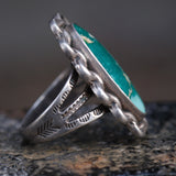 Vintage Sterling Turquoise Chain Ring 4.25