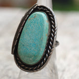 Vintage Sterling Turquoise Feather Ring 6