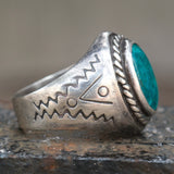 Vintage Sterling Stamped Turquoise Ring 12.5