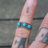 Vintage Sterling 3-Stone Turquoise Arrowhead Ring 4.5