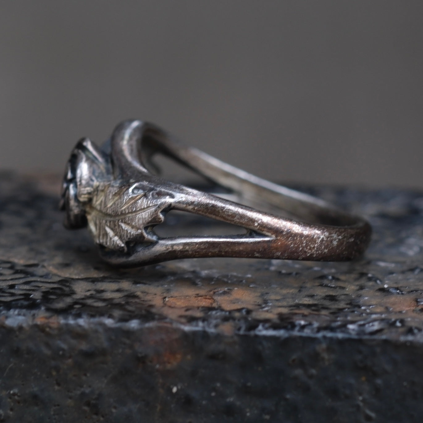 Vintage Sterling and Gold Rose Ring 4.5