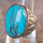 Vintage Sterling Turquoise V For Victory Stamped Ring 11