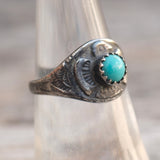 Vintage Sterling Turquoise Thunderbird Ring 6