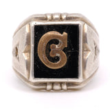 Vintage Sterling C Initial Signet Ring 6.5