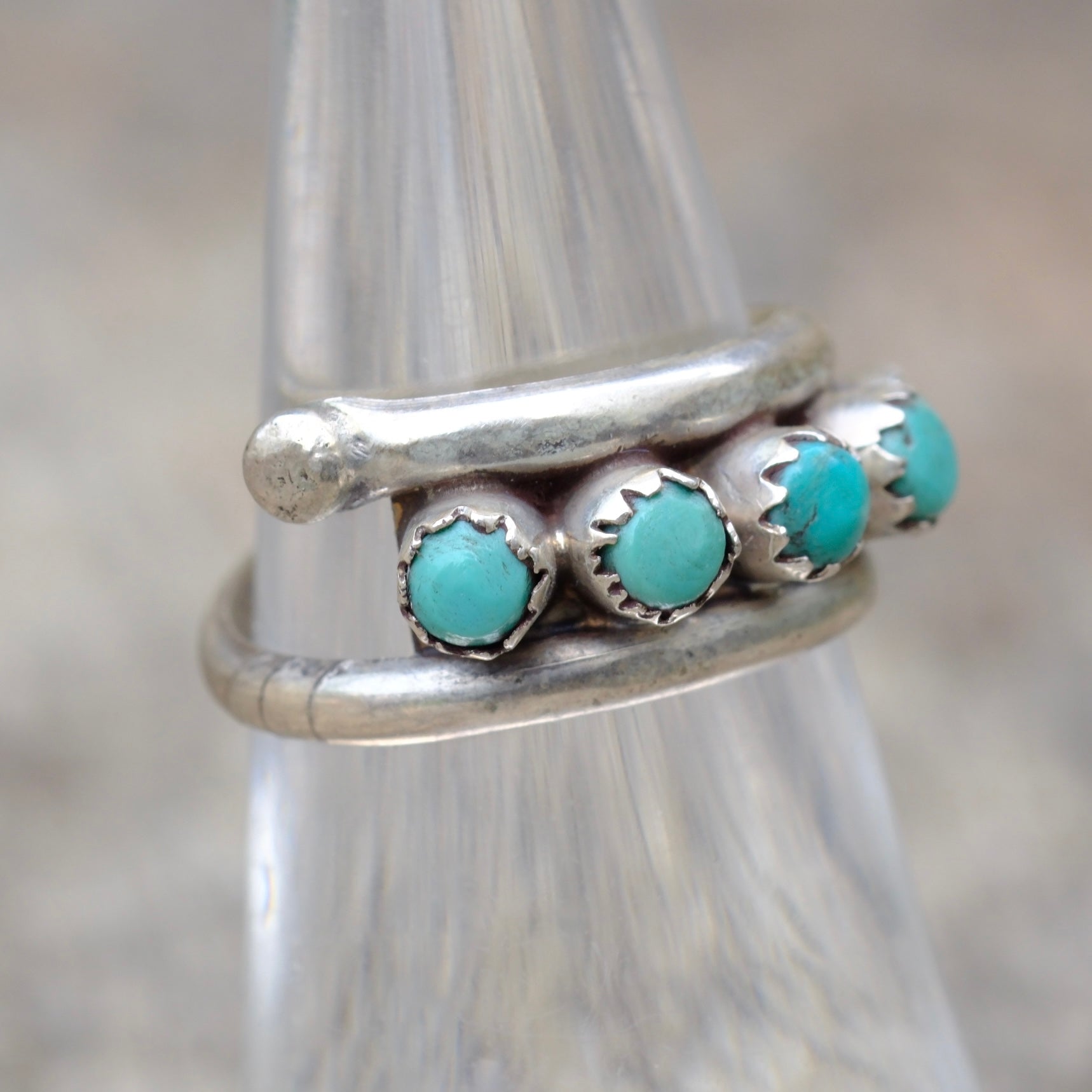 Vintage Sterling Snake Eye Turquoise Band 6.25