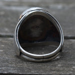 Vintage Sterling Turquoise Ribbed Band Ring 9.25