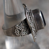 Vintage Sterling Blue Glass Ring 8