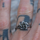 Vintage Sterling Silver Rose Ring 8