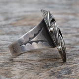 Vintage Sterling Silver Feather Ring 7.25