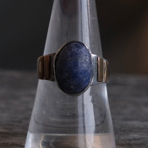 Vintage Sterling and Copper Lapis Ring 8.75