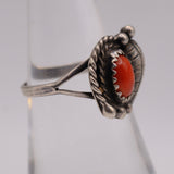 Vintage Sterling Coral Feather Ring 6.75
